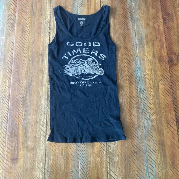 Women’s Lucky Brand Graphic Cotton Tank Top Small Motorcycle Skull - Picture 1 of 5